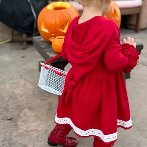 Red Hooded Kids Costume Dress boutique story red riding hood cotton vintage